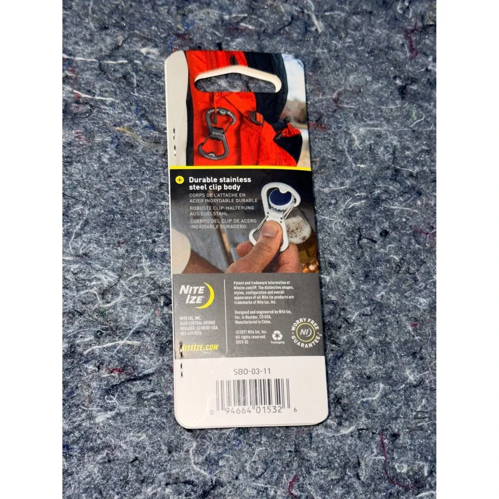 Nite Ize Ahhh S-Biner Bottle Opener Stainless Steel Dual Clip SBO-03-11 Silver